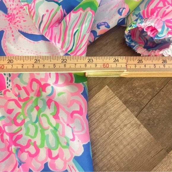 LILLY PULITZER Elsa Top Multi Peony For Your Thoughts 100% Silk Blouse Size XL - Picture 4 of 7